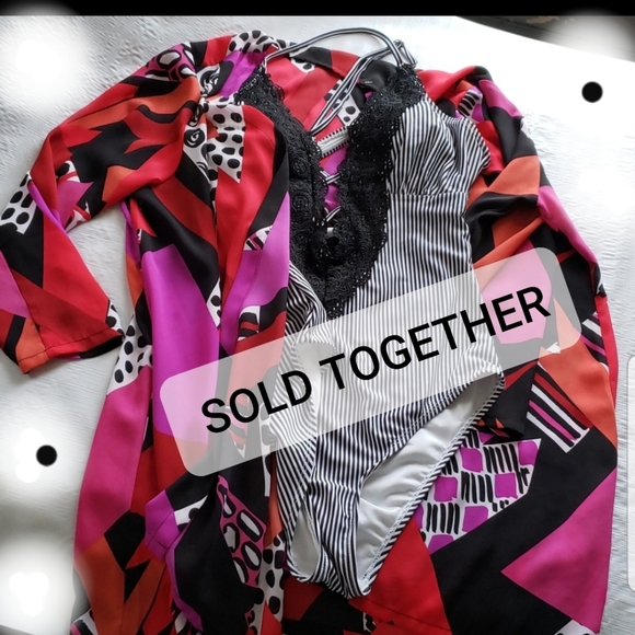 Cup shes Other - SWIMWEAR 2 PIECE SIZE MED ONE PIECE WITH COVER UP CITY TRENDS